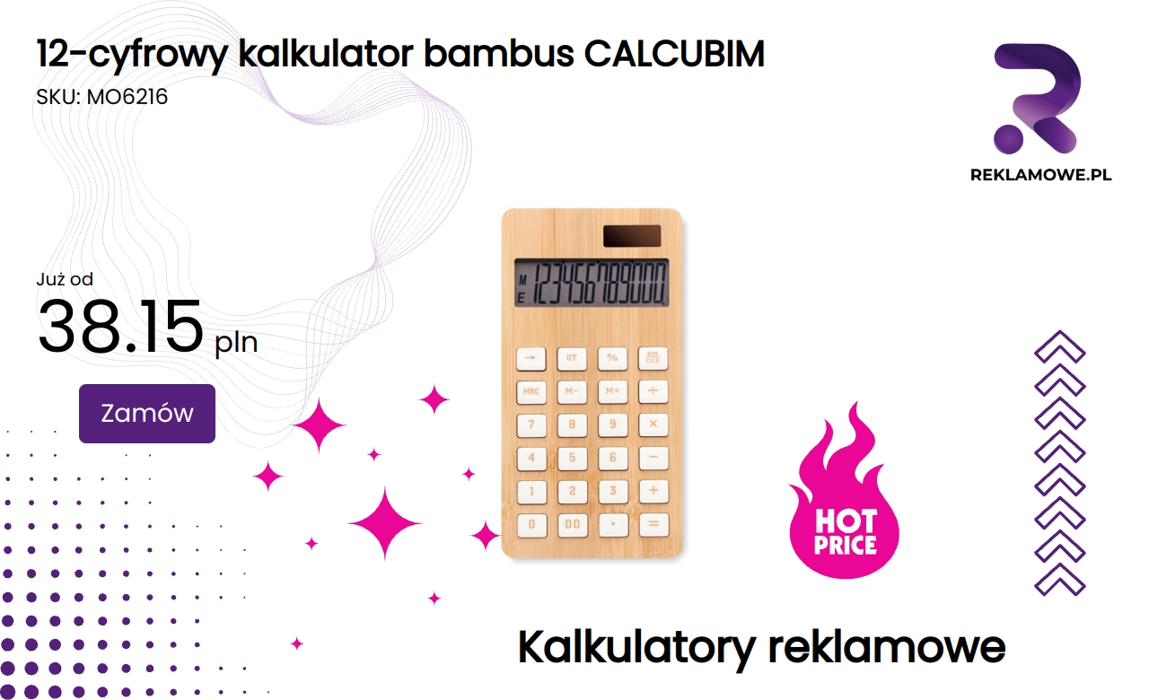 12-cyfrowy kalkulator bambusowy model CALCUBIM