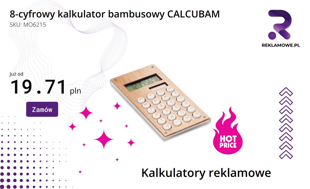 Elegancki 8-cyfrowy kalkulator bambusowy CALCUBAM